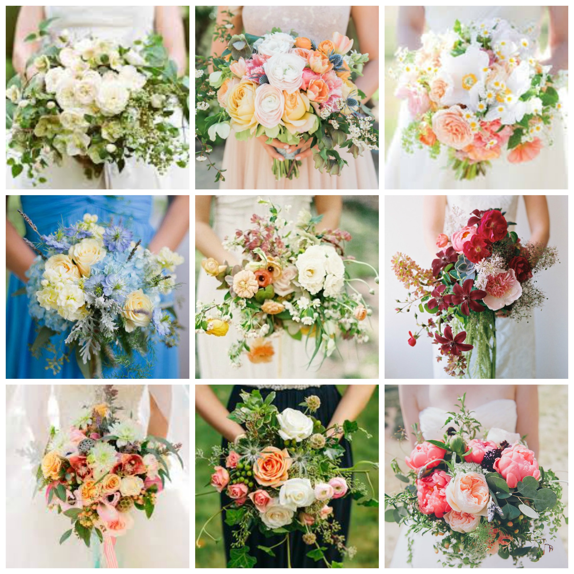 collage wedding bouquets