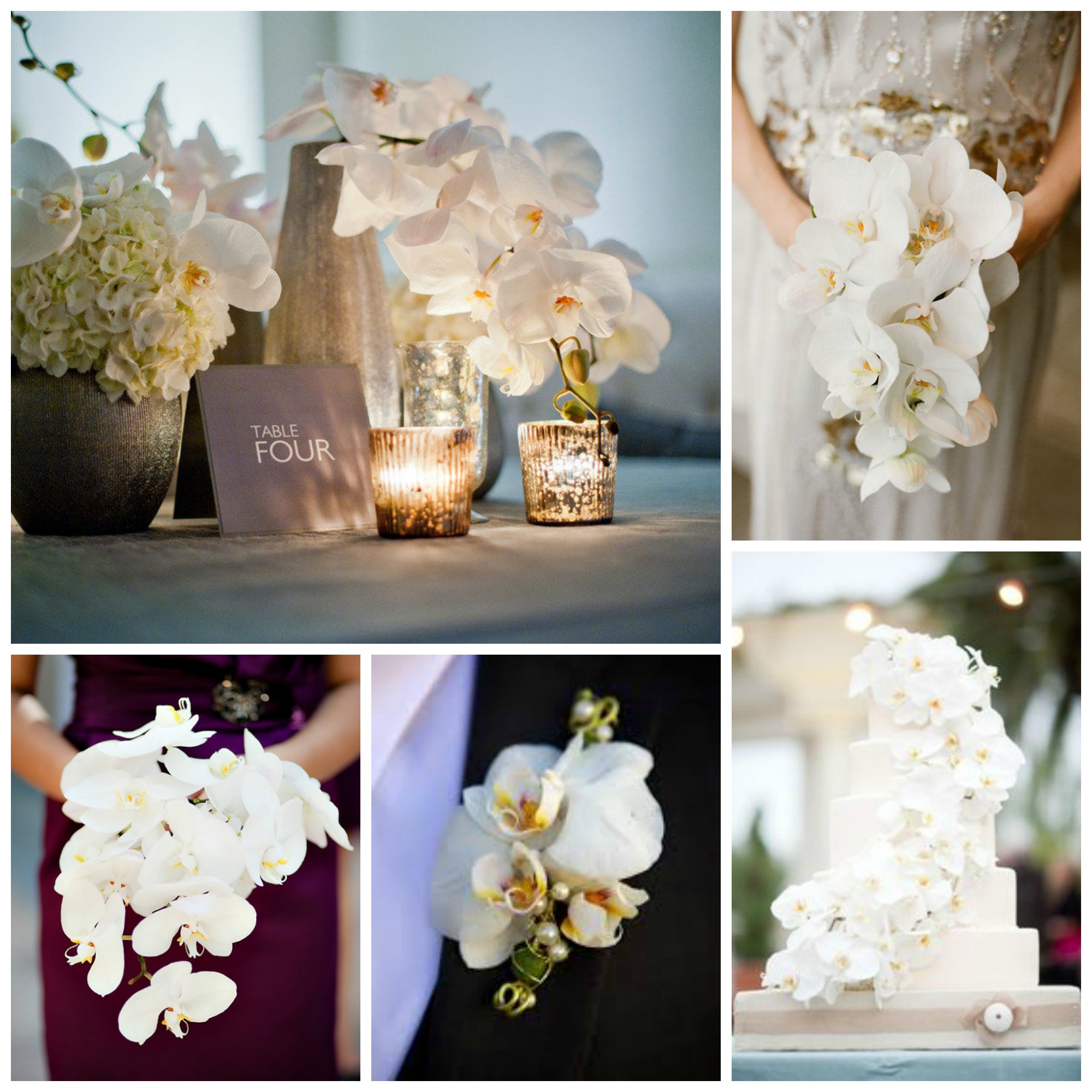 white wedding orchid bouquets centerpieces