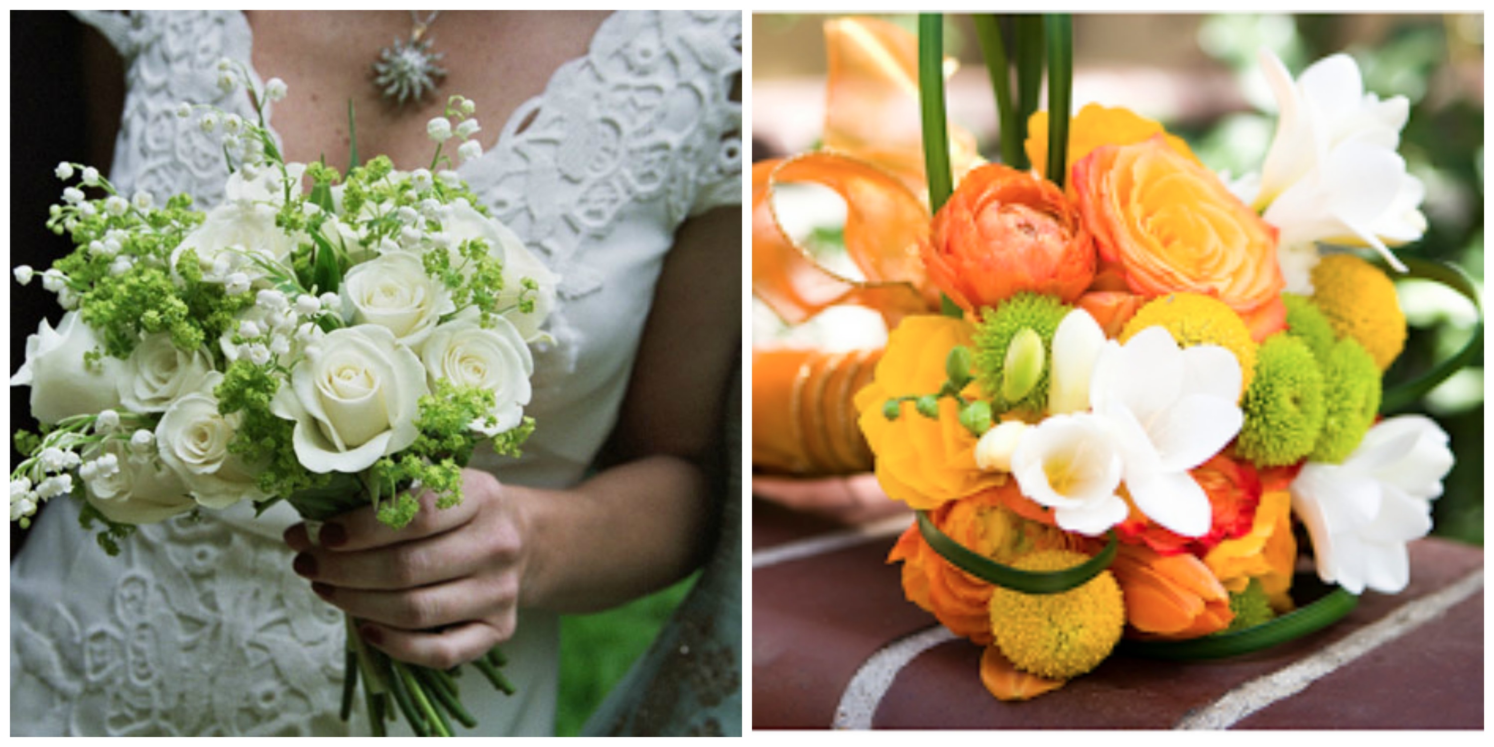 bridal bouquets white roses and orange blossoms